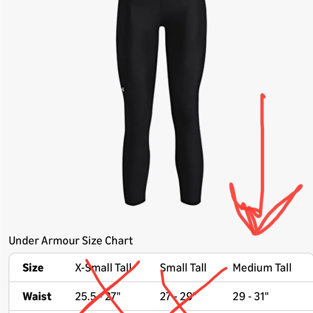 NWT Medium M Tall MT - Under Armour Jet Black Performance Leggings Compression - Picture 3 of 6